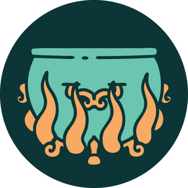 Bir insan tarafından çizilmiş bir kazanın ikonik dövme şekli