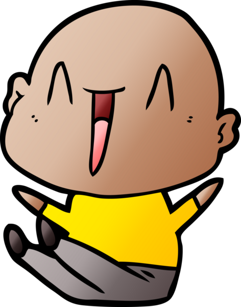 Bir insan tarafından çizilmiş mutlu, kel adam.