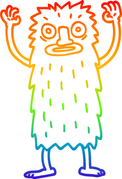 gökkuşağı gradyan çizgi çizimi bir insan tarafından çizilmiş kocaayak yaratık