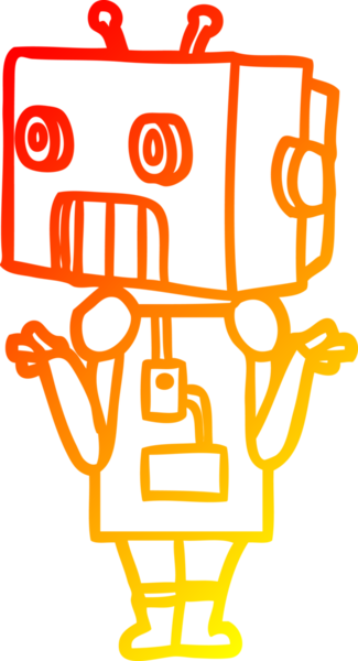 Bir insan tarafından çizilen çizgi film robotunun sıcak çizgi çizimi