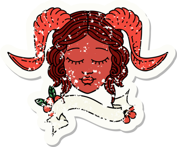 Bir insan tarafından çizilmiş parşömen pankartıyla süslenmiş karakter yüzünün grunge çıkartması