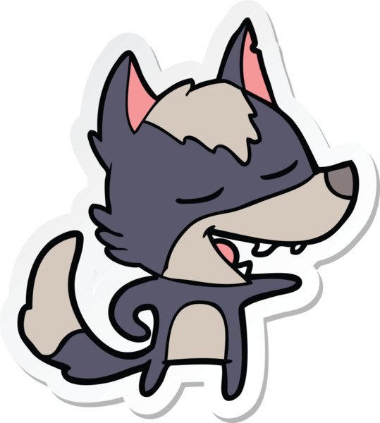 Bir insan tarafından çizilmiş bir kurt çizgi filminin çıkartması.