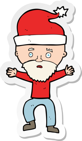 Bir insan tarafından çizilmiş Noel 'e hazır bir karikatürcünün çıkartması.