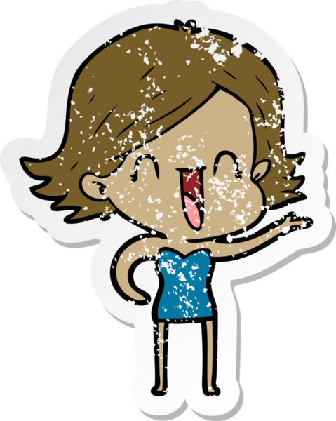 Bir insan tarafından çizilmiş mutlu bir karikatür çıkartması.