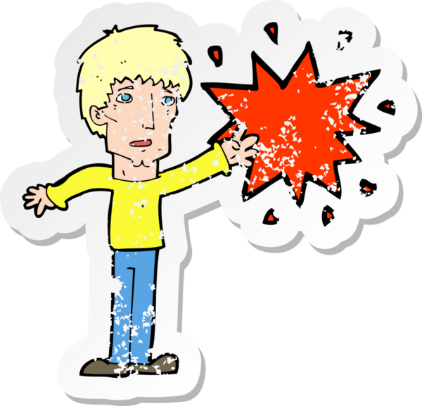 Bir insan tarafından çizilmiş karikatür adamın gerilmiş çıkartması.