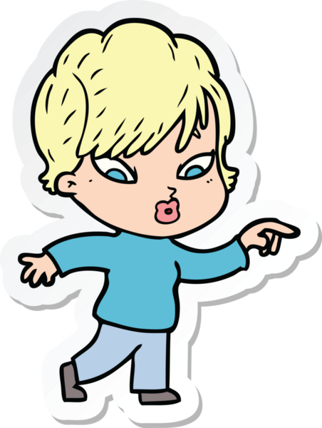 Bir insan tarafından çizilmiş bir karikatür kadının çıkartması.