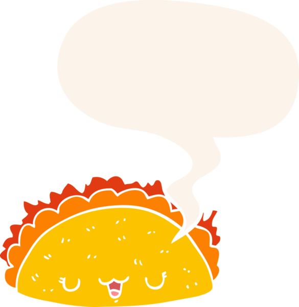 bir insan tarafından çizilmiş eski usul konuşma baloncuklu taco.