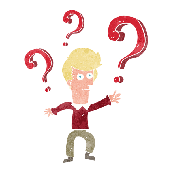 Bir insan tarafından çizilmiş bir sürü sorusu olan çizgi film adamı.