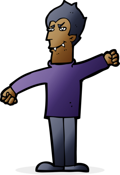 Bir insan tarafından çizilmiş vampir adam çizgi filmi.