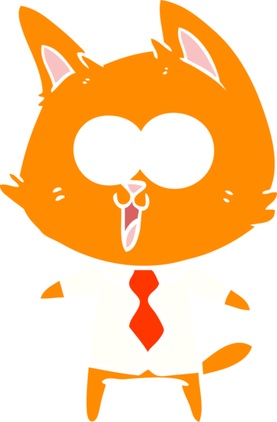 komik düz renkli çizgi film kedisi bir insan tarafından çizilmiş gömlek ve kravat giyiyor