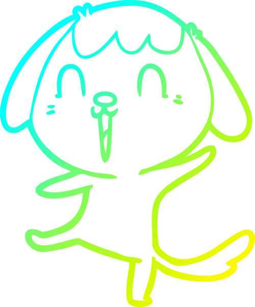 Bir insan tarafından çizilmiş mutlu çizgi film köpeğinin soğuk gradyan çizimi