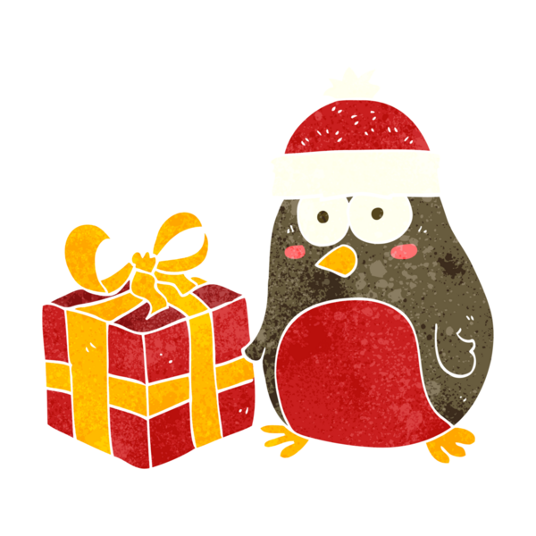 Bir insan tarafından çizilmiş serbest retro karikatür noel robini.