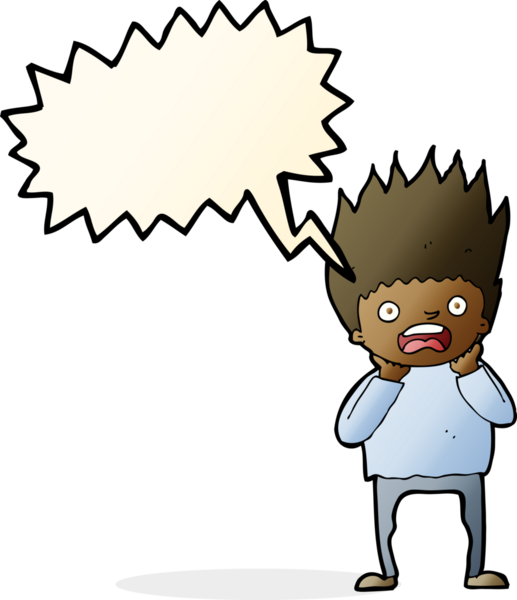 Bir insan tarafından çizilen konuşma baloncuğuyla panikleyen çizgi film adamı.