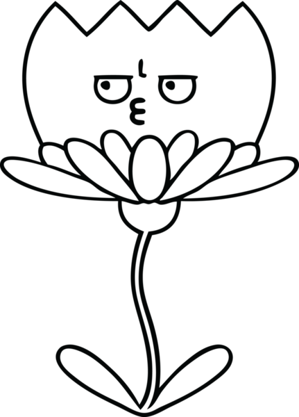 Bir insan tarafından çizilmiş bir çiçeğin çizgi çizimi