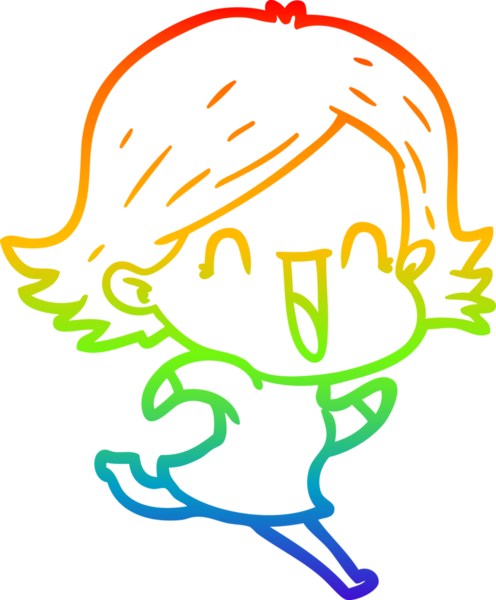 gökkuşağı gradyan çizimi bir insan tarafından çizilmiş mutlu bir kadın çizgi