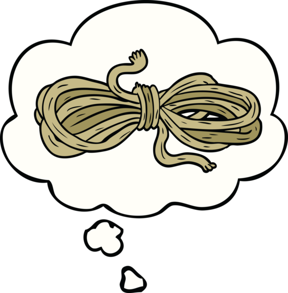 Bir insan tarafından çizilmiş düşünce baloncuklu çizgi film ipi.