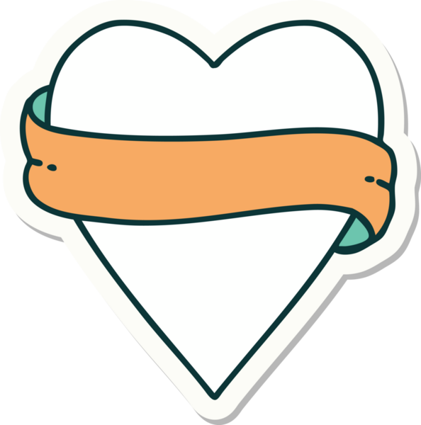 Bir insan tarafından çizilmiş geleneksel bir kalp ve bayrak stili dövme çıkartması.