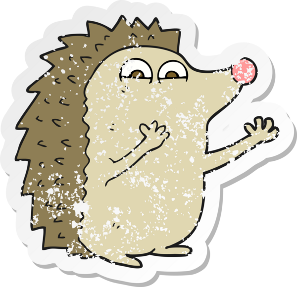 Bir insan tarafından çizilmiş şirin kirpi çizgi filminin gerilimli yapıştırması.