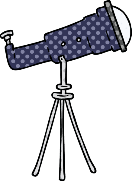 Bir insan tarafından çizilmiş büyük bir teleskop çizimi.