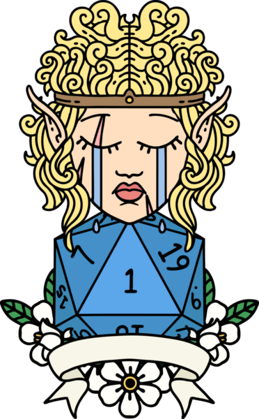 Retro Dövme Tarzı Üzgün Elf Barbar Karakteri Doğal bir insan tarafından çizilmiş