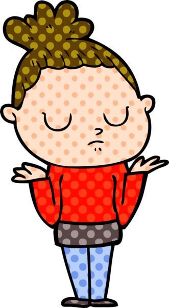 Bir insan tarafından çizilmiş sakin bir kadın çizgi filmi.