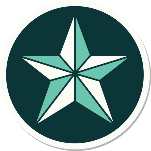 Bir insan tarafından çizilmiş geleneksel bir yıldız stiliyle dövme çıkartması.