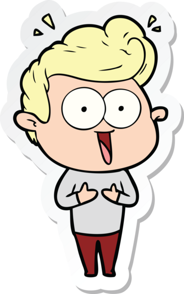 Bir insan tarafından çizilmiş, dik dik bakan bir çizgi film çıkartması.