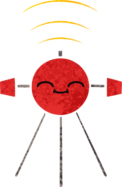 Bir insan tarafından çizilmiş bir uydunun retro çizim tarzı karikatürü