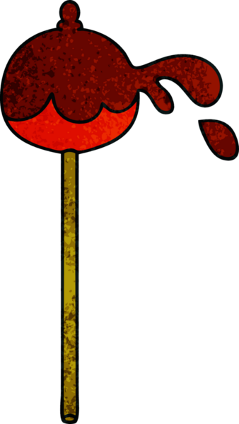 Bir insan tarafından çizilmiş tuhaf bir karikatür elma şekeri.