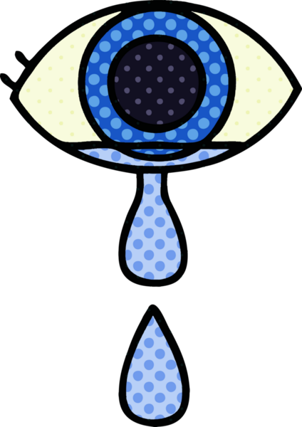 Bir insan tarafından çizilmiş ağlayan bir göz çizgi filmi.