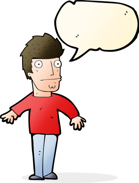 Bir insan tarafından çizilmiş, konuşma balonu olan endişeli bir adam.