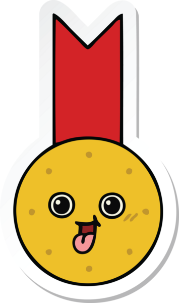 Bir insan tarafından çizilmiş şirin bir altın madalyanın çıkartması.