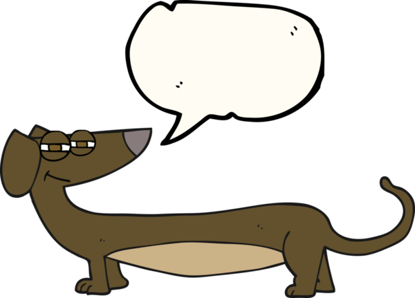 Bir insan tarafından çizilmiş serbest konuşma balonu karikatürü dachshund