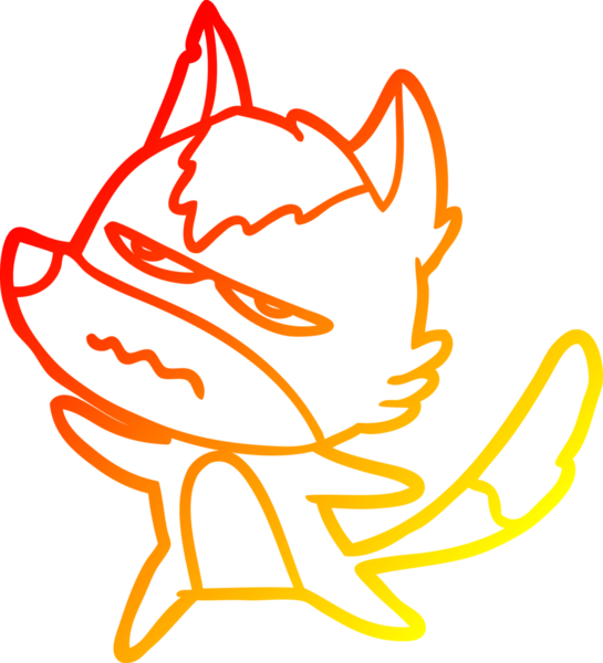 Bir insan tarafından çizilmiş kızgın bir kurdun sıcak çizgi çizimi.