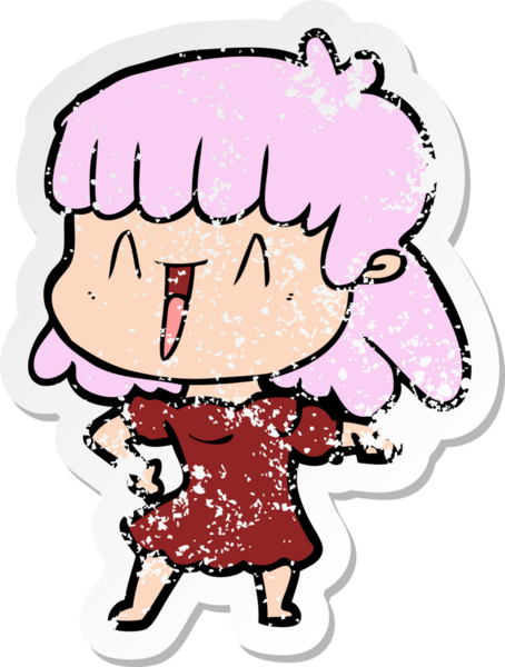 Bir insan tarafından çizilmiş karikatür bir kadının sıkıntılı çıkartması.