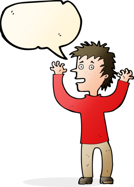 Bir insan tarafından çizilmiş konuşma balonu olan heyecanlı bir çocuk.