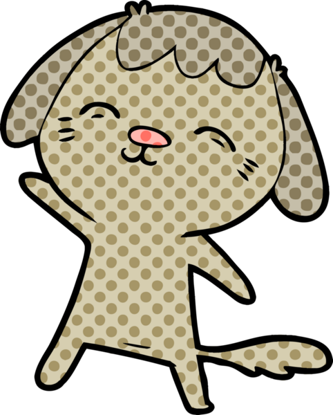 Bir insan tarafından çizilmiş mutlu çizgi film köpeği.