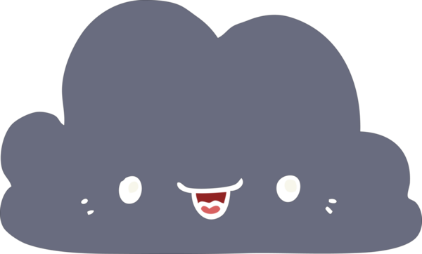 Bir insan tarafından çizilmiş şirin düz renkli çizgi film bulutu