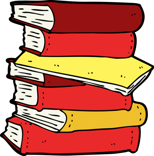 Bir insan tarafından çizilmiş bir yığın kitap.