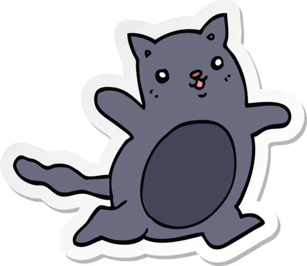 Bir insan tarafından çizilmiş çizgi film kedisinin çıkartması.