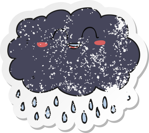 Bir insan tarafından çizilmiş karikatür yağmur bulutu etiketi.