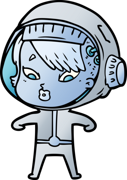 Bir insan tarafından çizilmiş astronot kadın.