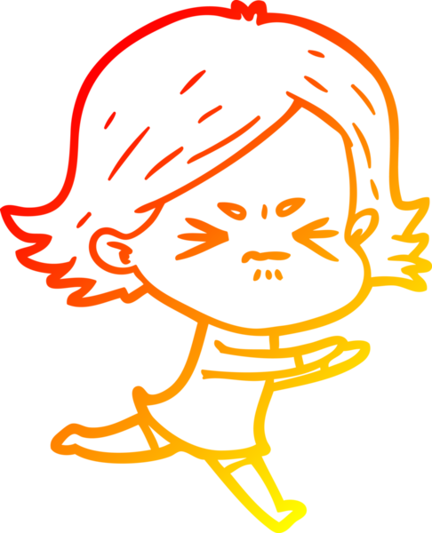 Bir insan tarafından çizilmiş kızgın bir kızın sıcak çizgi çizimi