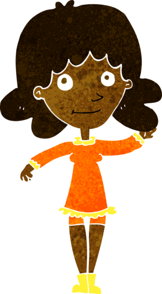 Çizgi film dostu bir kadın bir insan tarafından çiziliyor.