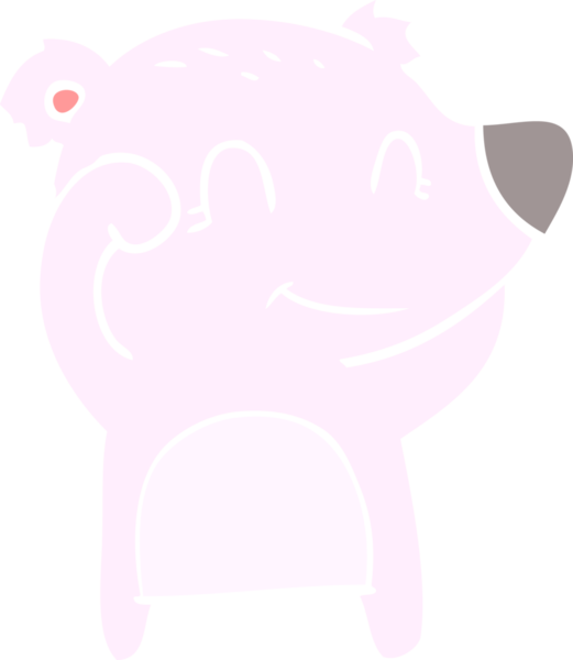 Bir insan tarafından çizilmiş yorgun, gülen ayı düz renkli çizgi film.