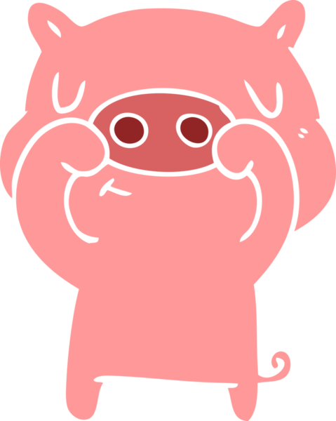 Düz renkli çizgi film içerikli domuz insan tarafından çizilmiş.