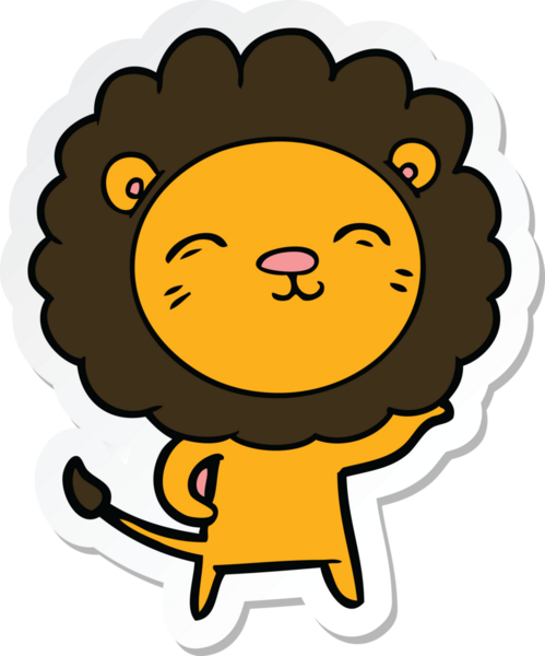 Bir insan tarafından çizilmiş karikatür aslanının çıkartması.