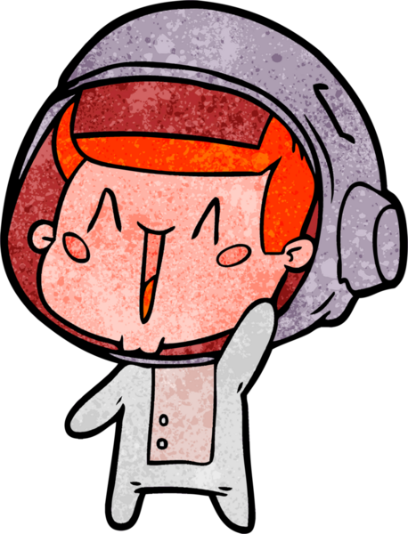 Bir insan tarafından çizilmiş mutlu astronot çizimi.