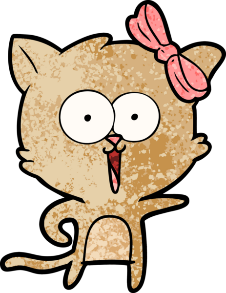 Bir insan tarafından çizilmiş çizgi film kedisi.