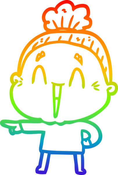 Gökkuşağı gradyan çizgi çizimi Bir insan tarafından çizilmiş mutlu yaşlı kadın